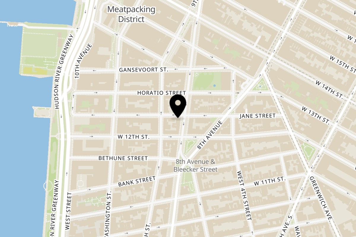 Map showing the location of Piccolo Angolo on 621 Hudson St in New York
